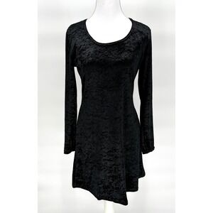 VTG 90s Whimsigoth Dark‎ Romantic Crushed Velvet Mini Dress Black Women's M